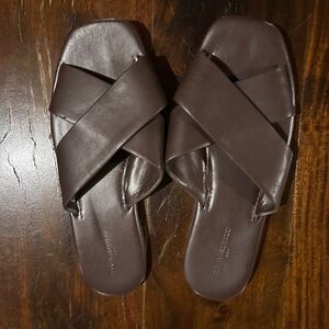 Banana Republic Brown Leather Slide Sandals